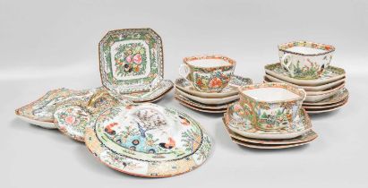 A Collection of 20th Century Cantonese Porcelain, tea and other wares Minor chips, general wear,