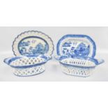 Two Spode Pearlware Chestnut Baskets on Stands