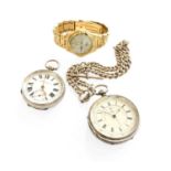 Two Silver Pocket Watches, Silver Watch Chain and a Citizen Co-Drive Wristwatch, (4)