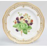 A Royal Copenhagen Flora Danica Plate, 22.5cm diameter, numbered 3584