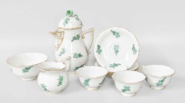 A Herand Porcelain Teaset, comprising, three cups, four saucers, milk jug, cream and sugar