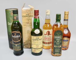 Glenlivet 12 Year Old SIngle Malt Scotch Whisky, 40% vol 70cl, Glenfiddich 12 Year Old SIngle Malt