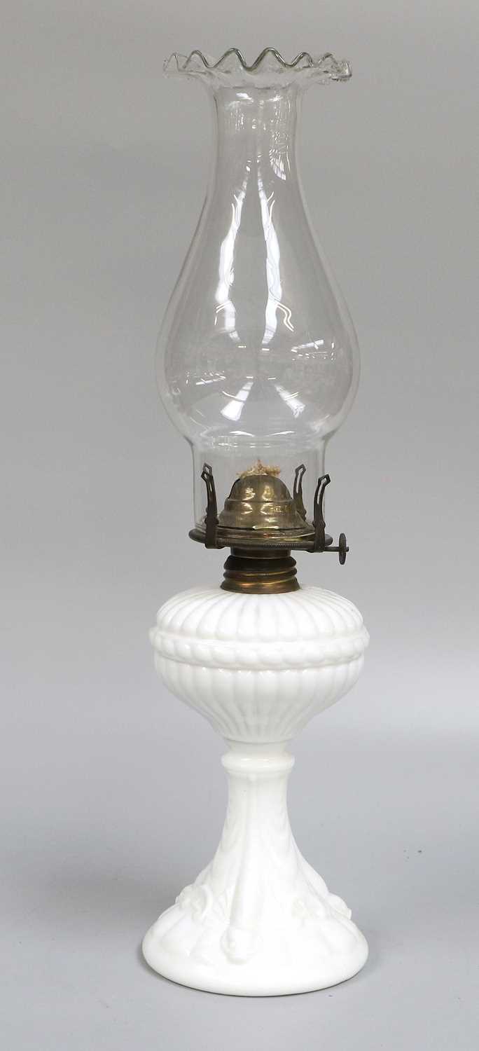 A 19th Century Brass Oil Lamp, on wrought iron stand, together with four other various examples - Image 2 of 6