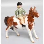 Beswick Girl on Pony, model No. 1499, skewbald gloss