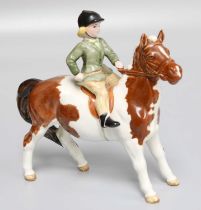 Beswick Girl on Pony, model No. 1499, skewbald gloss