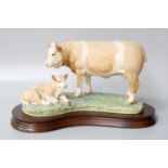 Border Fine Arts 'Simmental Cow and Calf' (Style One), model No. L21 by Anne Wall, limited edition