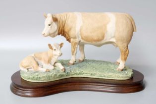 Border Fine Arts 'Simmental Cow and Calf' (Style One), model No. L21 by Anne Wall, limited edition