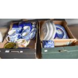 A Group of Ringtons and Other Blue and White Ceramics, etc (two boxes)