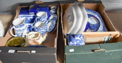 A Group of Ringtons and Other Blue and White Ceramics, etc (two boxes)