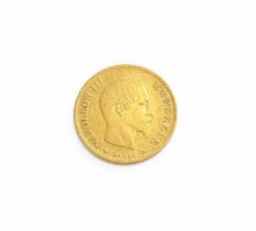 France, 10 Francs 1859 BB, (.900 gold, 19mm, 3.18g) obv. Napoleon III right, rev. denomination and