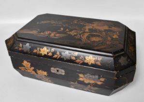 A 19th Century Chinese Lacquered Box, containing an assortment of items including, a Victorian