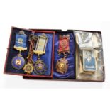 Three Order of the Buffallos Medals, (1 x on 9ct gold, 2 x on silver mounts) and 1 x other; together