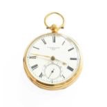 An 18 carat gold open faced pocket watched, signed William Gibbs Pimlico, number 1456, with original