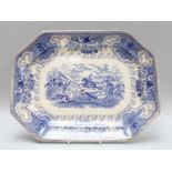 A Staffordshire Blue and White Texian Platter, 39.5cm by 31cm