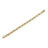 A 9 Carat Bi-Colour Gold Fancy Link Bracelet, length 18.3cm Gross weight 11.3 grams.