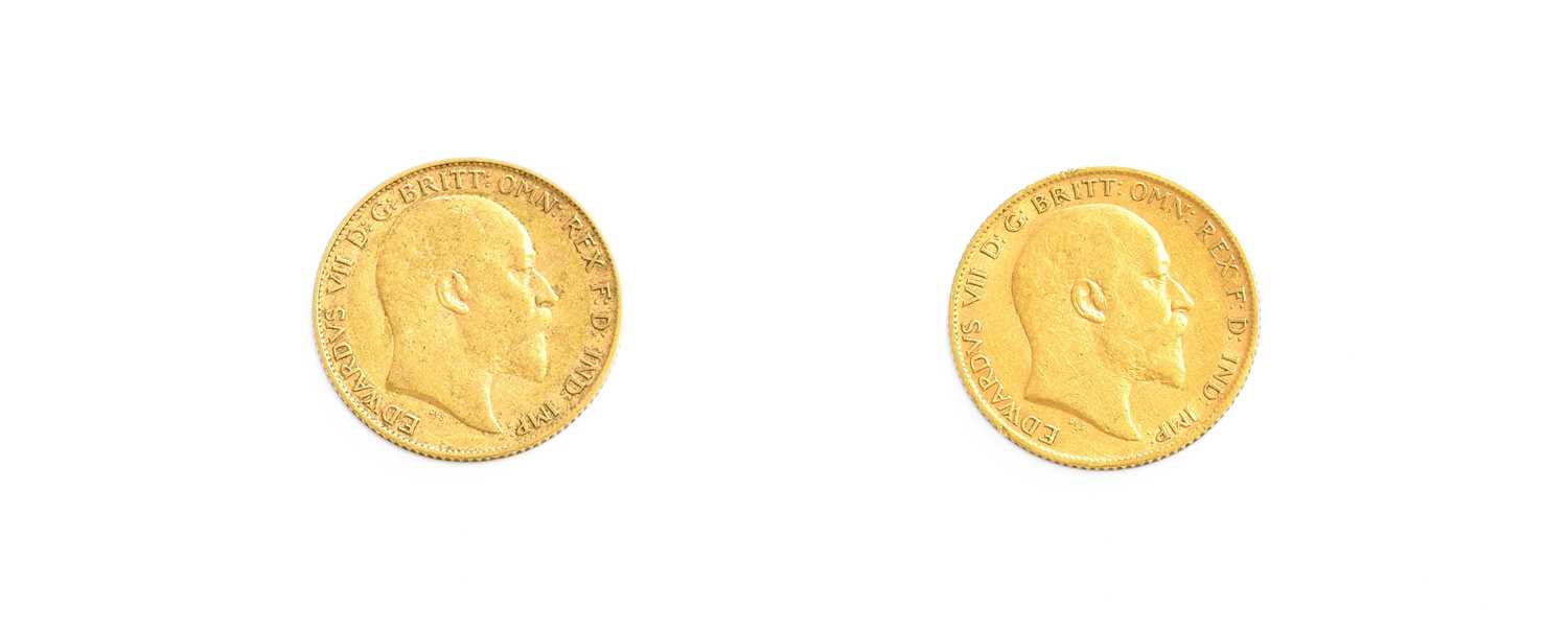2 x Edward VII, Half Sovereigns, 1907 & 1909; good fine and fine respectively
