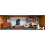 An Assortment Items to Include, two Victorian cast iron door stops in the form of Punch and Judy,