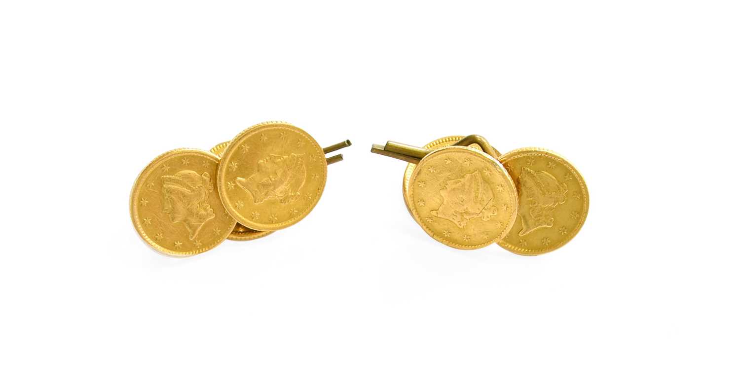 Two Buttons, each comprising of three $1 coins Gross weight 12.1 grams.