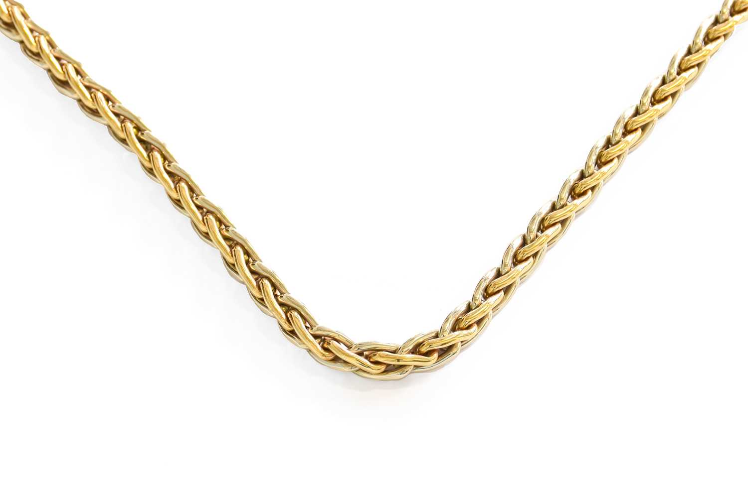 A 9 Carat Bi-Colour Gold Fancy Link Necklace, length 46cm The necklace is in good condition. It