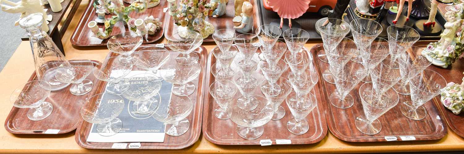 St Louis Glassware, comprising a decanter and stopper, ten large wines, eleven medium wines, - Image 2 of 2