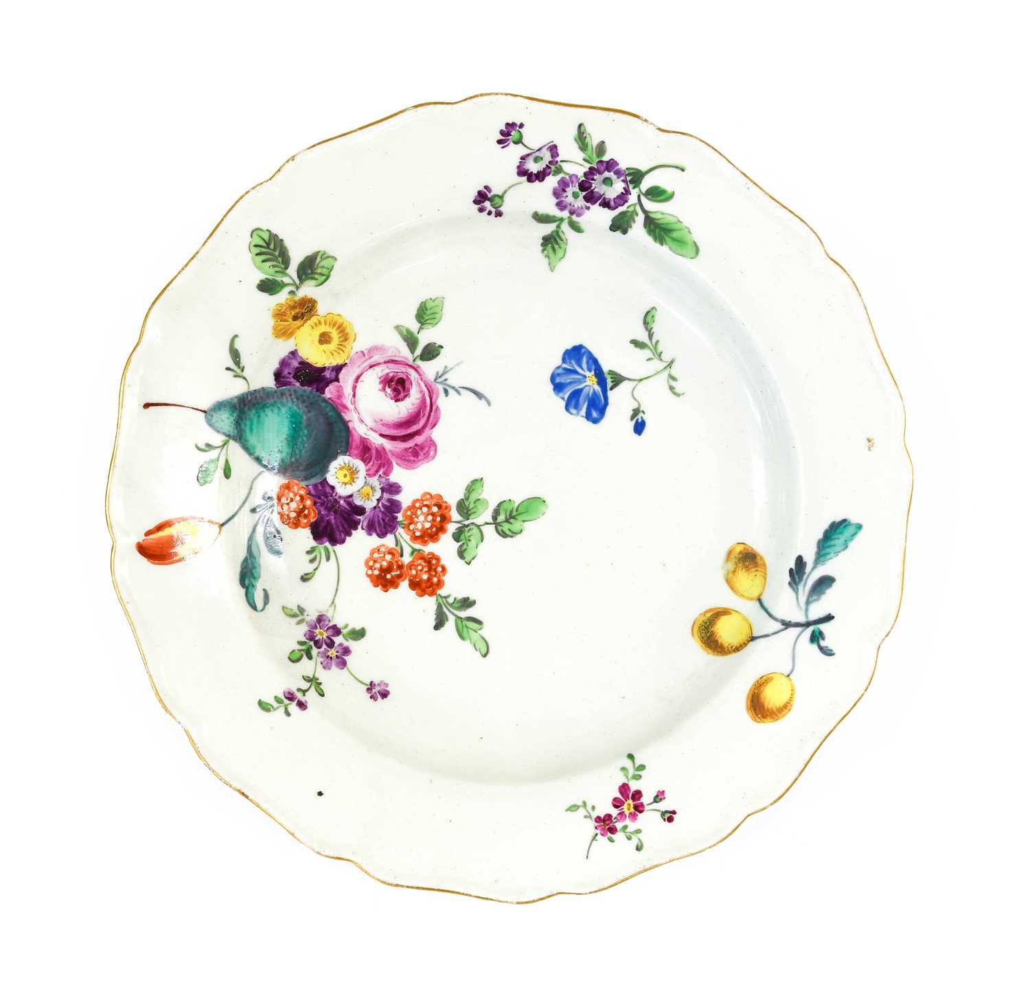 A Worcester Porcelain Plate, decorated in the Atelier of James Giles, circa 1770, painted with a