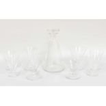 St Louis Glassware, comprising a decanter and stopper, ten large wines, eleven medium wines,