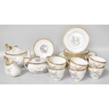 A Spode Chathan Pattern Tea Service, decorated with monochrome fruit and gilt borders (one tray)