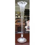 A Clear Glass Floor Standing Trumpet Vase for Lillies, 116cm high