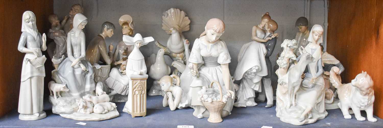 Ten Lladro Figures, and a small group of other figures (one shelf) Generally ok, one figure with - Image 2 of 2