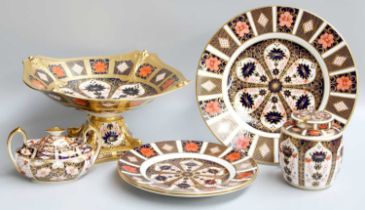Royal Crown Derby Imari Wares including 1128 pattern tazza (a.f), one ginger jar and cover (a.f) a