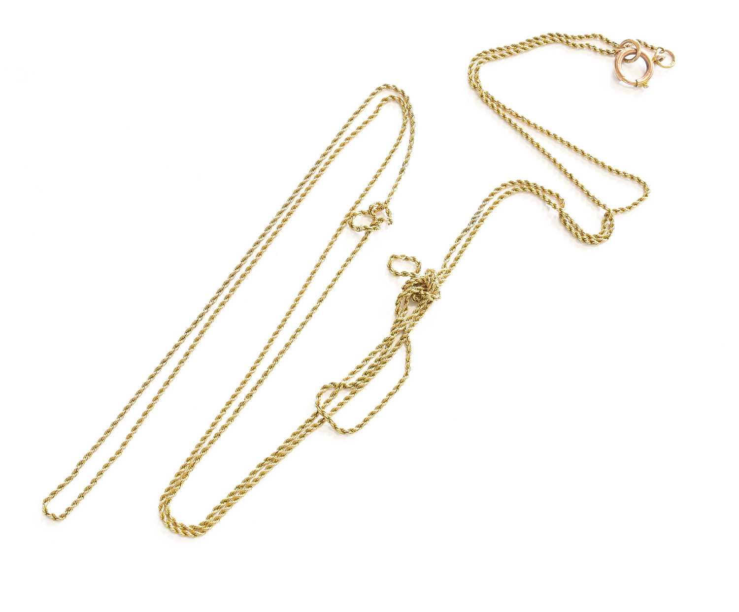 A Rope Twist Necklace, stamped '9CT', length 133cm Gross weight 11.1 grams.