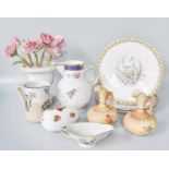 A Quantity of Decorative Ceramics, to include, a hand painted tea cup and saucer, bearing underglaze