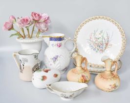 A Quantity of Decorative Ceramics, to include, a hand painted tea cup and saucer, bearing underglaze