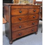 A Victorian Mahogany Four Height Straight Front Chest of Drawers, with boldly turned uprights, 122cm