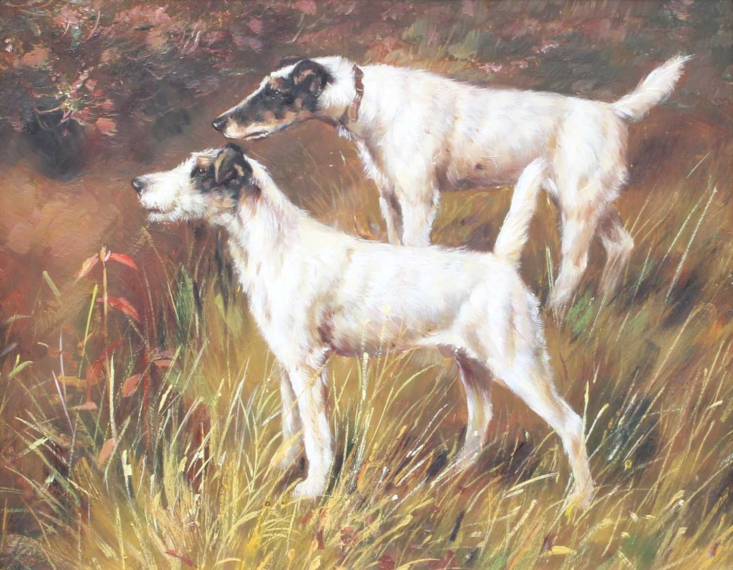 British School (20th Century) A pair of alert Terriers, Oil on board, together with a 20th Century