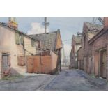 Alec Wright (1900-1981) Street scene with industrial landscape beyond Signed and dated 1953?,