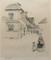 After Cecil Aldin (1870-1935) Mother and child before The Spread Eagle Resting House Signed,