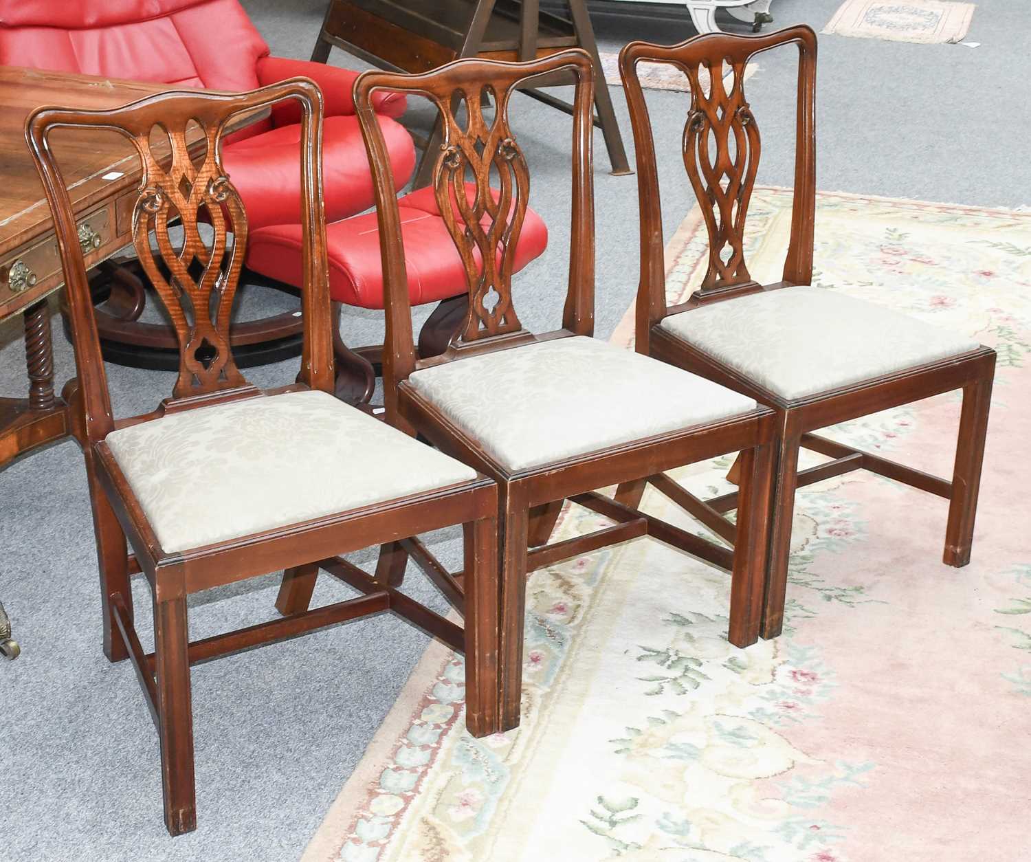 A Set of Eight Mahogany George III Style Dining Chairs, including two carvers, together with A - Image 4 of 6