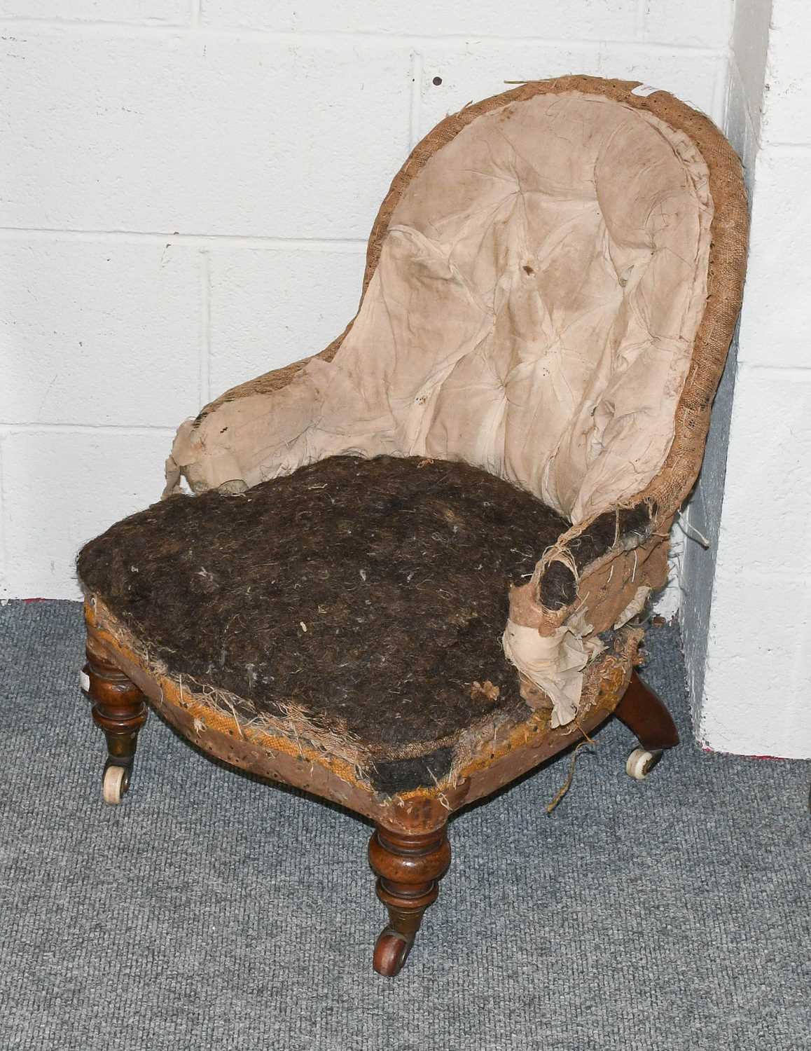 A Victorian Mahogany Tub Chair, in need of upholstering; together with a small Victorian childs - Image 3 of 3