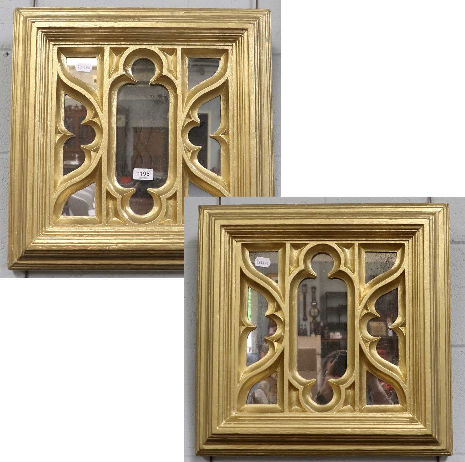 A Pair of Giltwood Gothic Style Mirrors, 51cm square Estimate  - 100-150 - Image 3 of 4