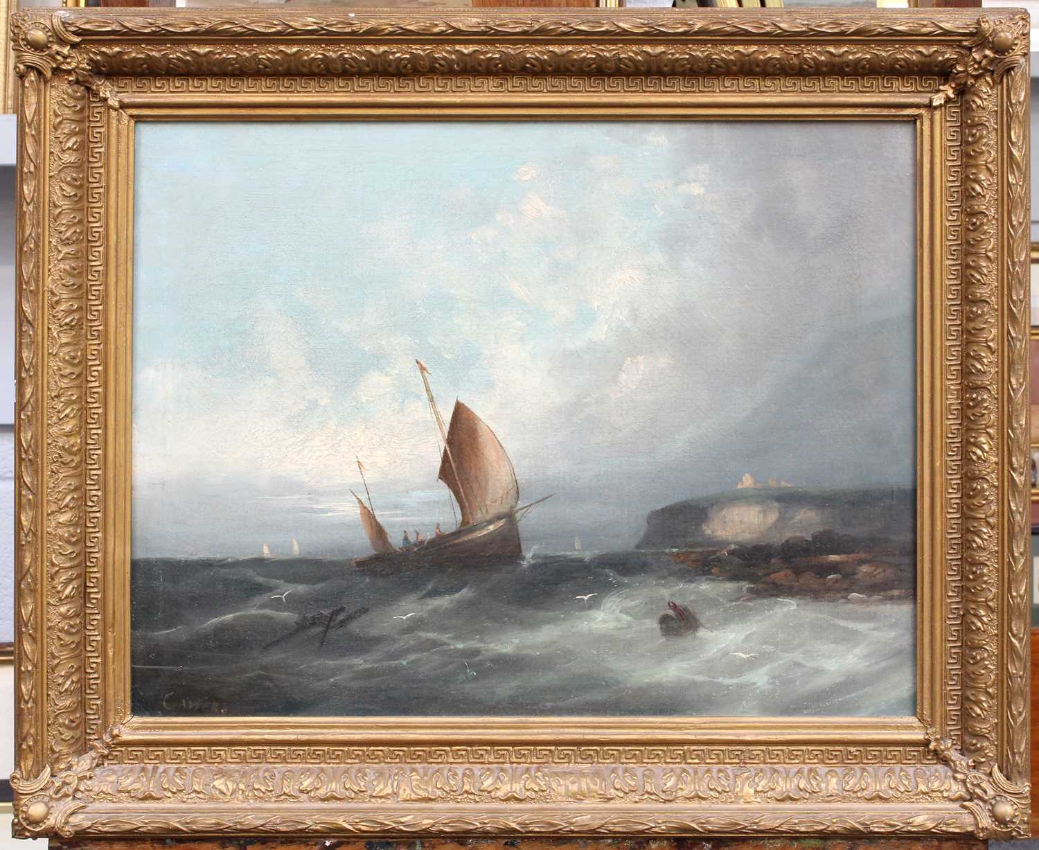 British School (Later 19th Century) Shipping in choppy waters, probably off Whitby Indistinctly - Image 2 of 11