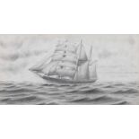 A Collection of Pictures and Prints, to include a pencil sketch of a ship in full mast, initialled