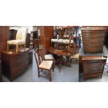 A Small Group of Furniture Comprising, a mahogany bow front three height chest of drawers, 108cm