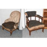 A Victorian Mahogany Tub Chair, in need of upholstering; together with a small Victorian childs