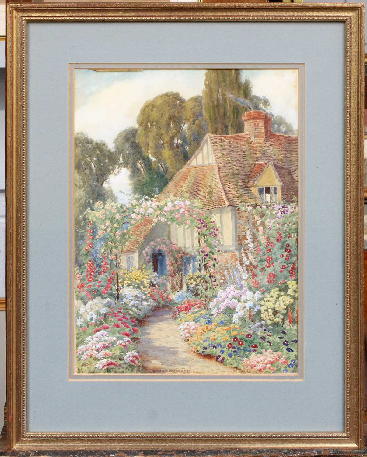 Howard Neville Walford (1864-1950) A cottage garden scene Signed, watercolour heightened with white; - Image 3 of 3