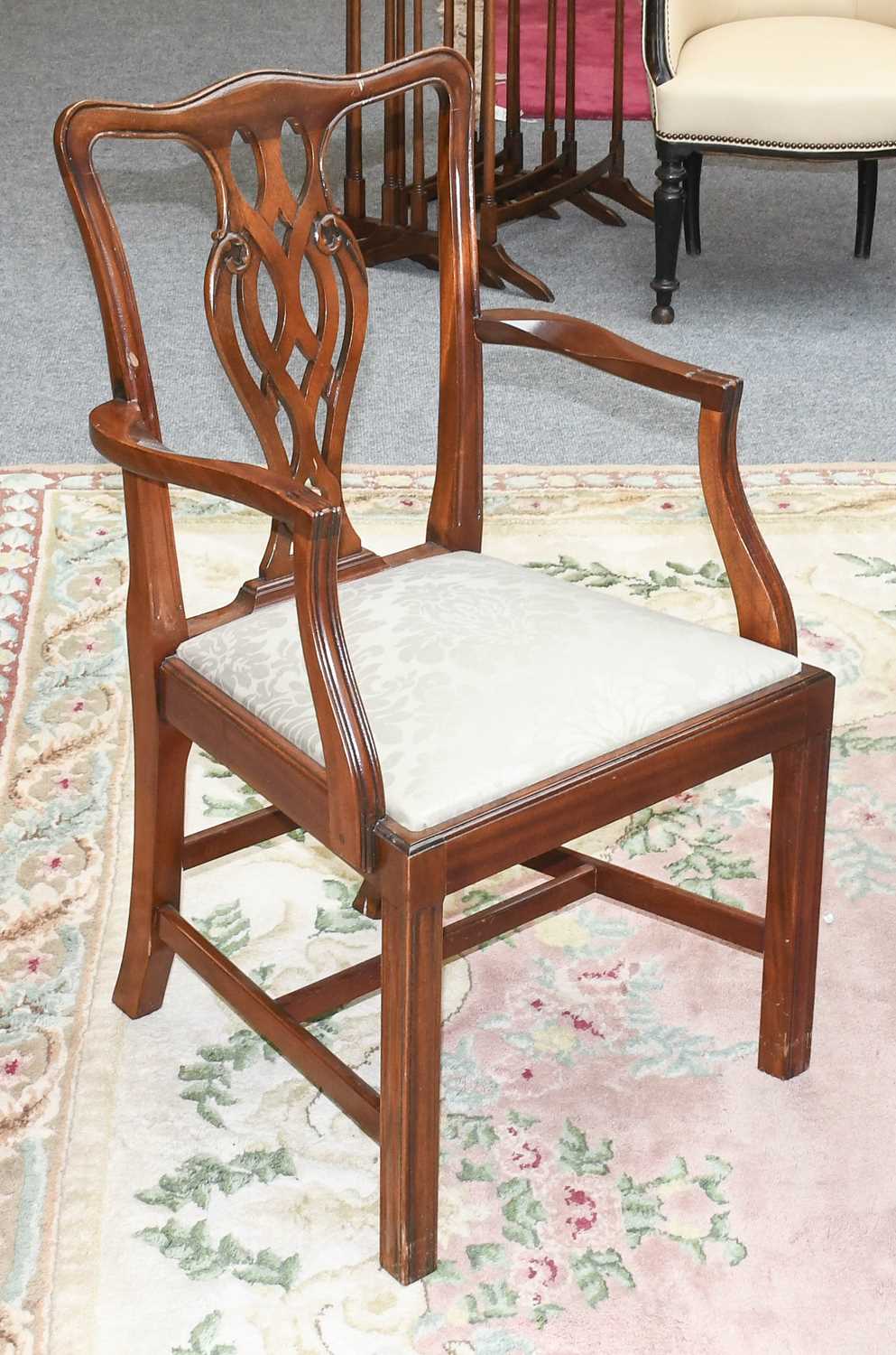 A Set of Eight Mahogany George III Style Dining Chairs, including two carvers, together with A - Image 2 of 6