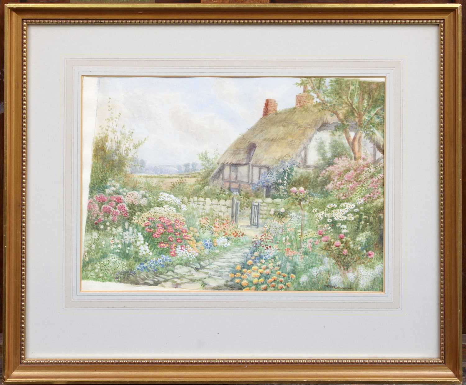 Howard Neville Walford (1864-1950) A cottage garden scene Signed, watercolour heightened with white; - Image 2 of 3