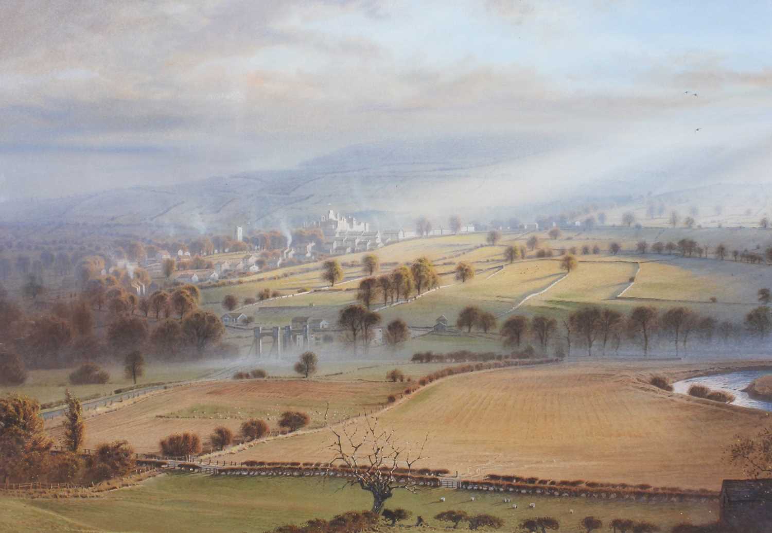 Attributed to Peter Allis (b.1944) View of Middleham Watercolour, 48.5cm by 74cm