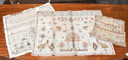 Adam and Eve Sampler Worked by Ann Ascough born July 7 1816 completed when aged 11, with verse to