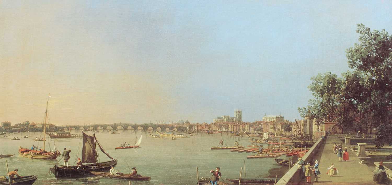 After Caneletto (18th century) "The Thames and The City of Westminster from Somerset House" Colour